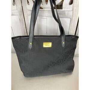 Lauren Ralph Lauren Monogram Canvas Tote Leather Straps Handbag Classic